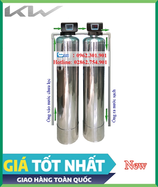 Bộ lọc nước inox 304 2 bình van tự động