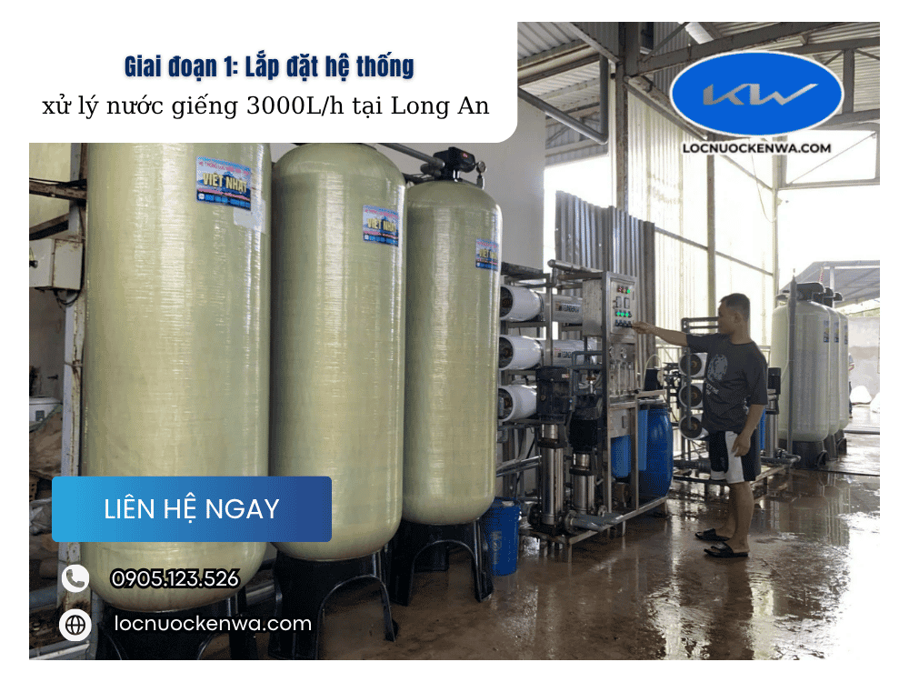  xử lý nước giếng 3000L/h tại Long An