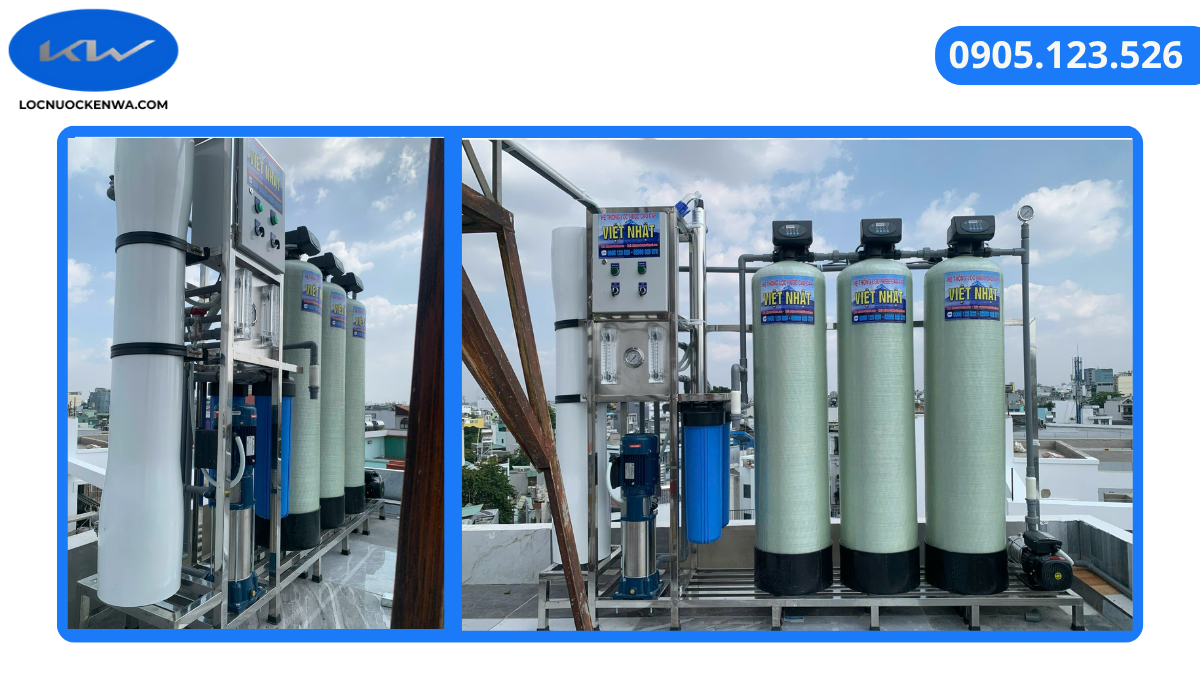 Hệ thống lọc tổng tinh khiết RO 1000 lít mỗi giờ lắp đặt cho nhà phố tại Bình Dương