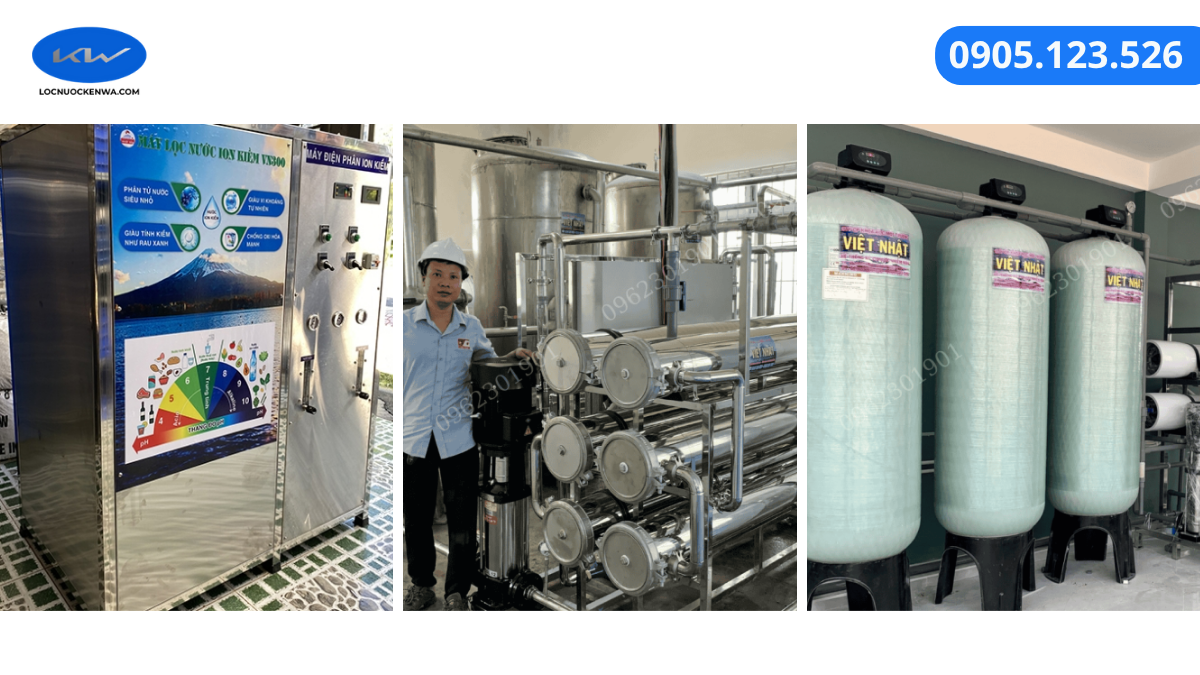 Máy lọc nước ion kiềm công nghiệp gồm cụm xử lý nước RO và buồng điện phân