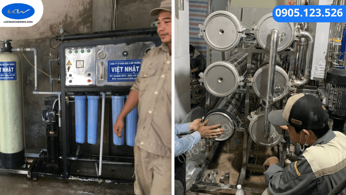 Kỹ thuật viên khảo sát trước khi lập báo giá hệ thống lọc nước công nghiệp