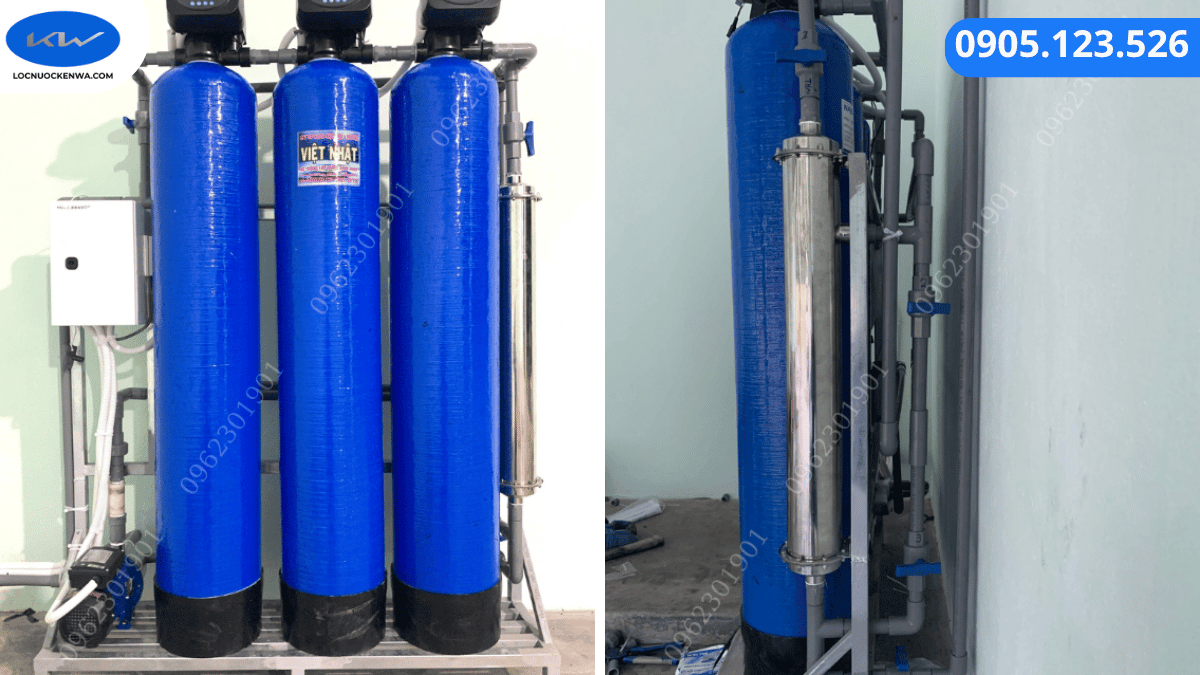 Cụm RO và máy điện phân trong hệ thống sản xuất nước ion kiềm