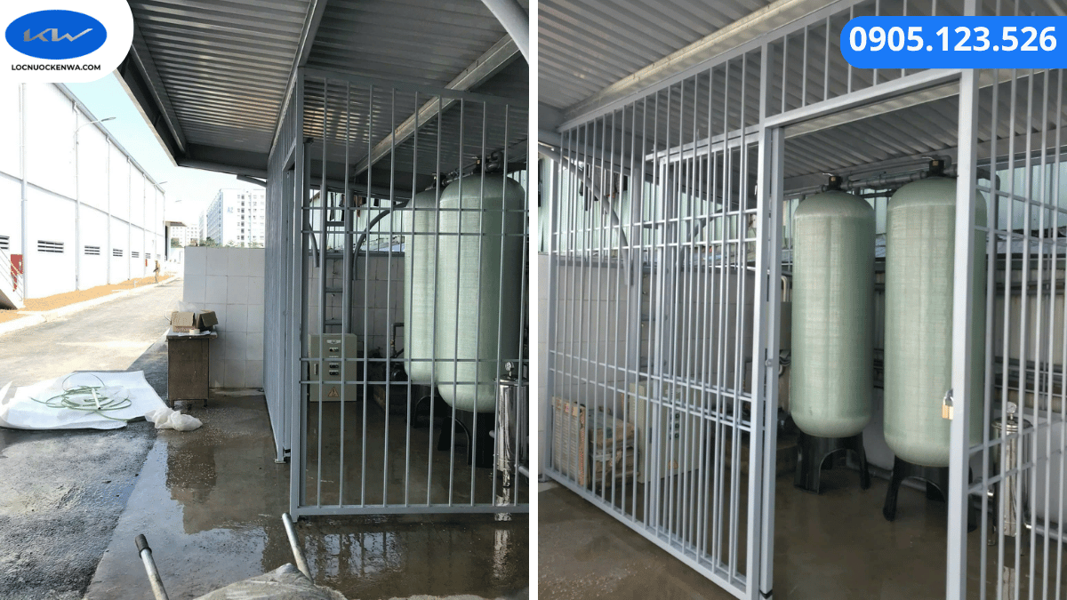 Kỹ thuật viên khảo sát hệ thống lọc nước giếng tại Bình Chánh