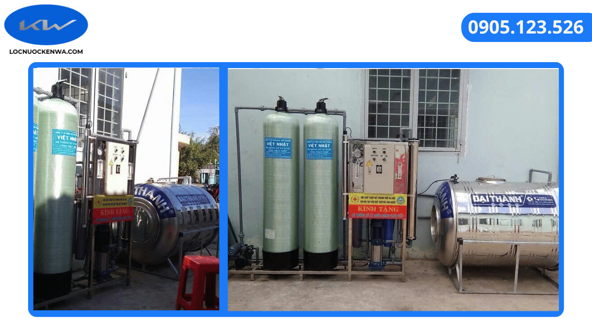 Kỹ thuật viên kiểm tra hệ thống lọc nước mặn tại Trà Vinh