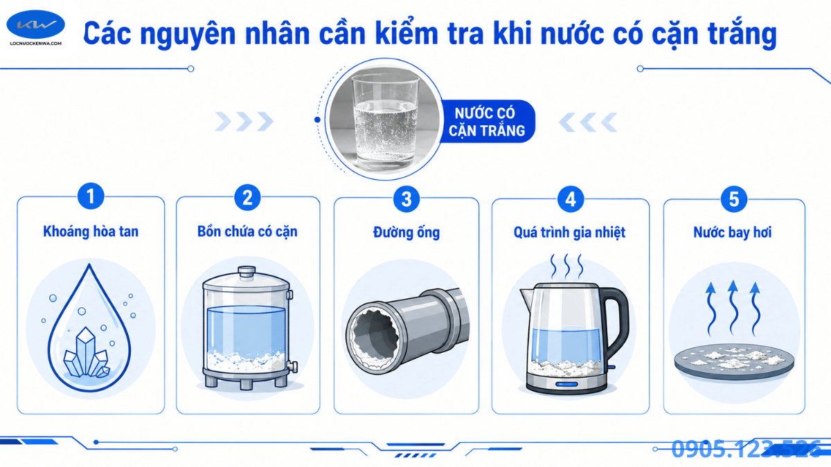 Các nguyên nhân cần kiểm tra khi nước có cặn trắng và đóng vôi