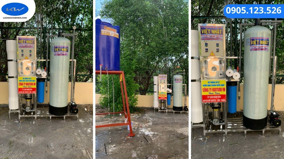 Cụm RO của hệ thống xử lý nước nhiễm mặn 1000L/H Kiên Giang