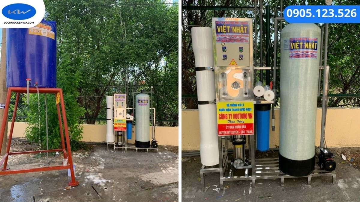 Hệ thống lọc nước mặn thành nước ngọt 1000L/H tại Kiên Lương Kiên Giang