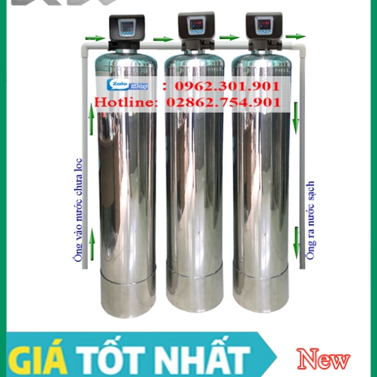 Bộ lọc nước inox 304 3 bình rửa lọc tự động